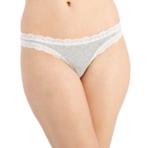 Jenni Women's Lace-Trim Thong, Heather Grey 95% Cotton